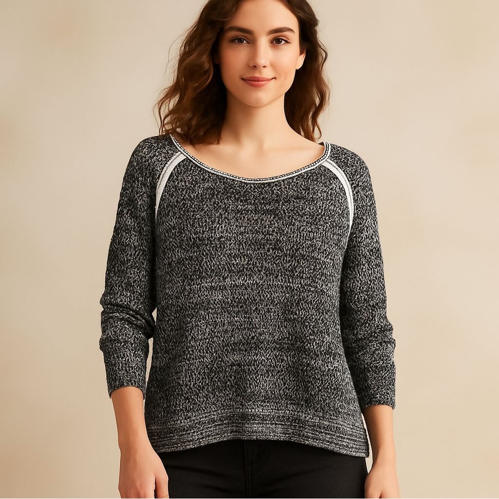 John Paul Richard Black & White Knit Sweater - Size XL - Casual & Warm